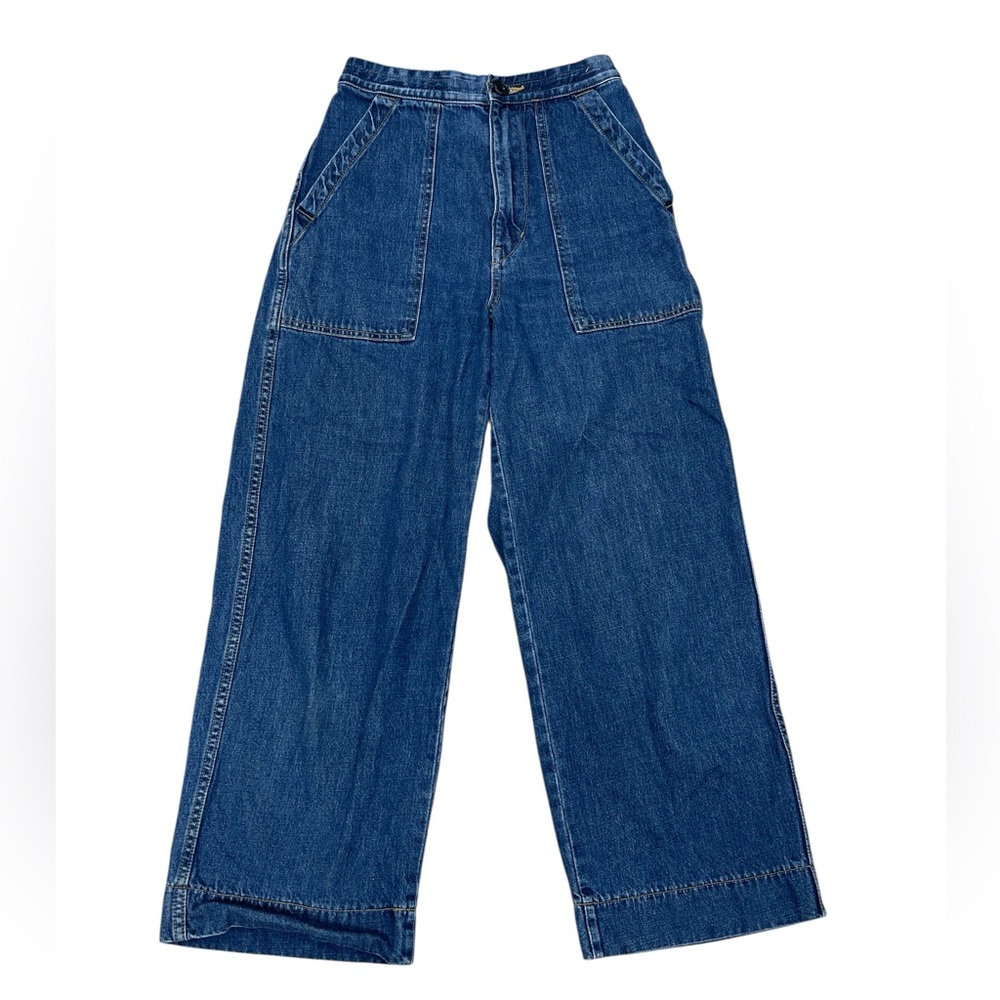 Uniqlo Wide Leg Denim Jeans - Dark Blue
